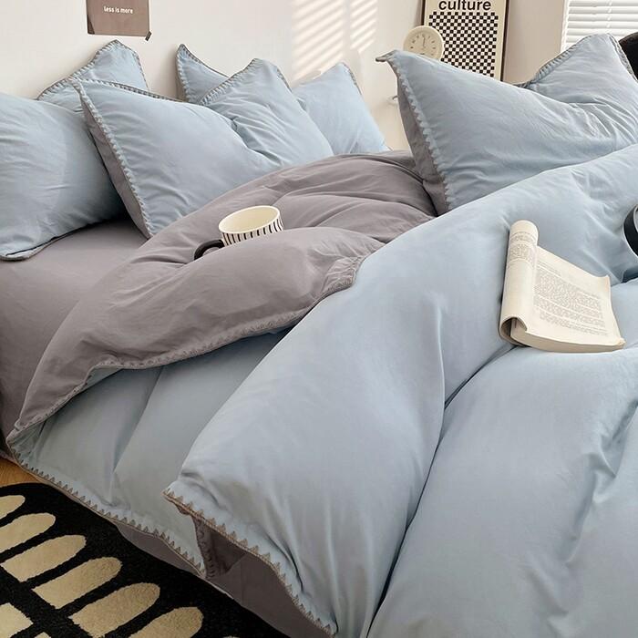 Class A cotton four-piece set, light luxury quilt cover, bed sheet, bed hat quilt cover, new pure cotton student dormitory three-piece set 1