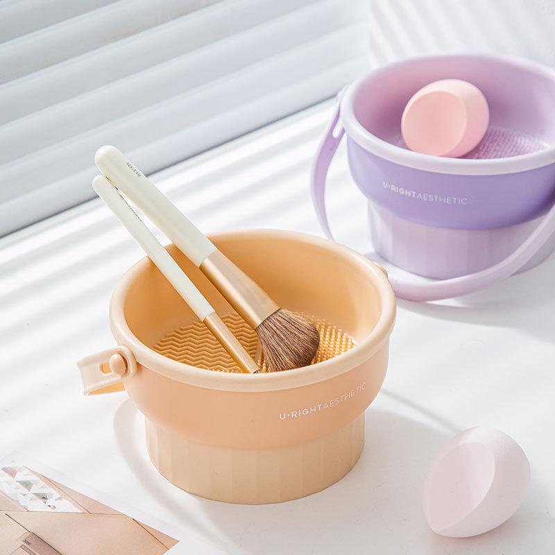 Чаша для чистки кистей для макияжа Beauty Egg Набор для чистки инструментов Кисть Пуховка для пудры Сухая чистка Силиконовая полка для сушки