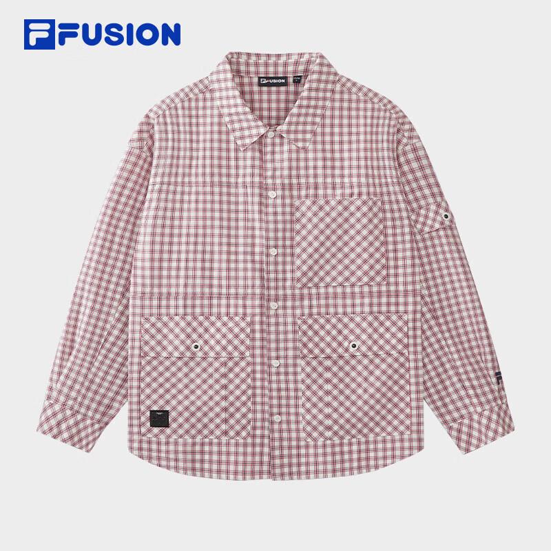 Fila FUSION Унисекс Свободный крой Клетчатая хлопковая рубашка с длинным рукавом