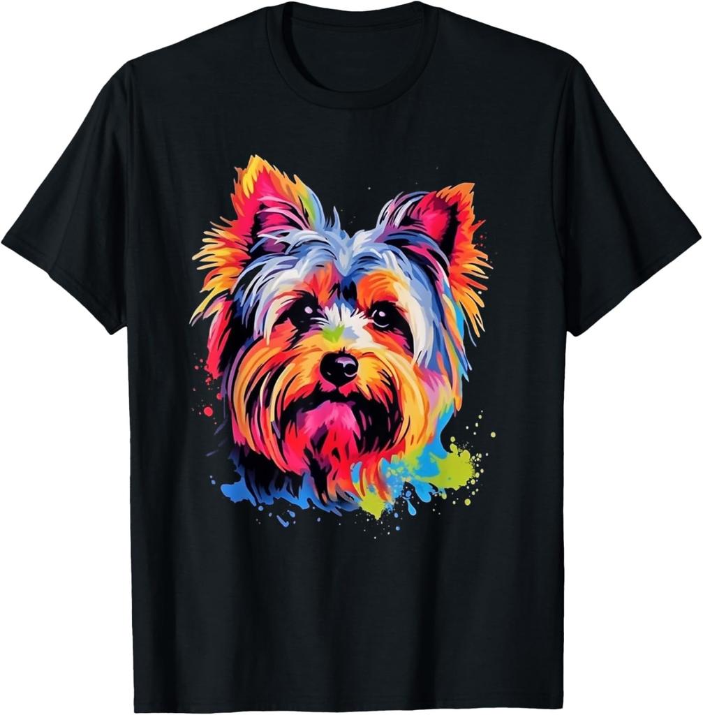 Colorful Pop Art Yorkshire Terrier Yorkie Lover Portrait T-Shirt