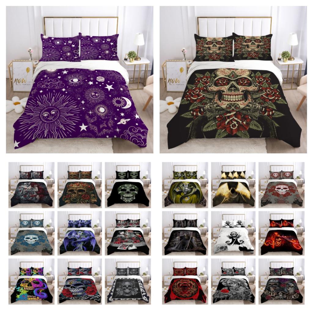 3D Skull Printing Duvet Cover Set Twin Size Microfiber Bedding Set Fashion High Ranking Cool Bedroom Decor