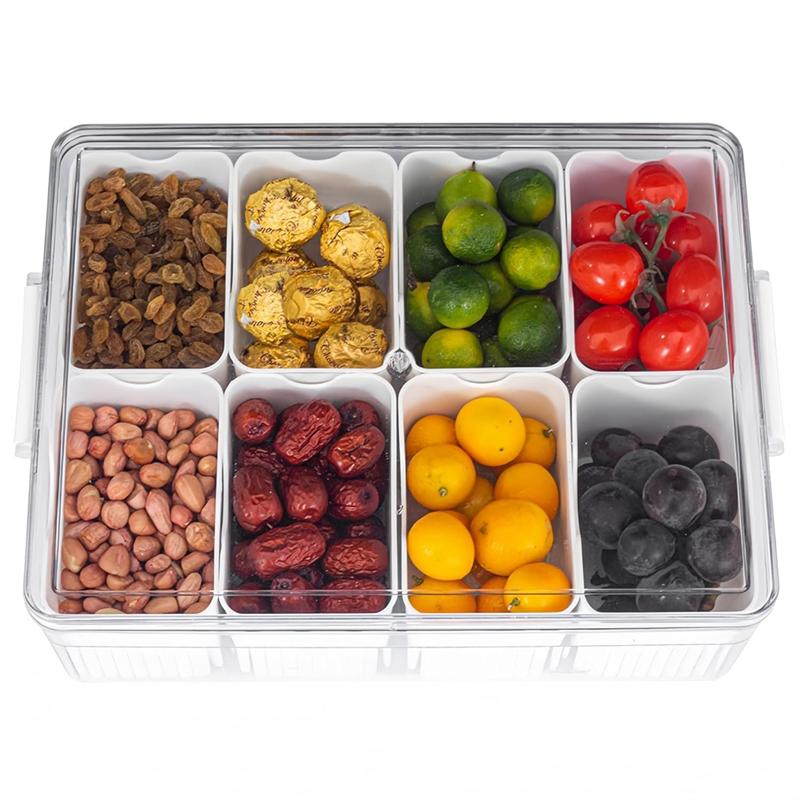 Large Snackle Box - Divided Serving Tray With Lid - Charcuterie Container For Portable Snack - Clear Organizer-B61B