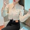 Off Shoulder Satin Shirt For Women With 3d Pattern And Polo Collar For Spring Season