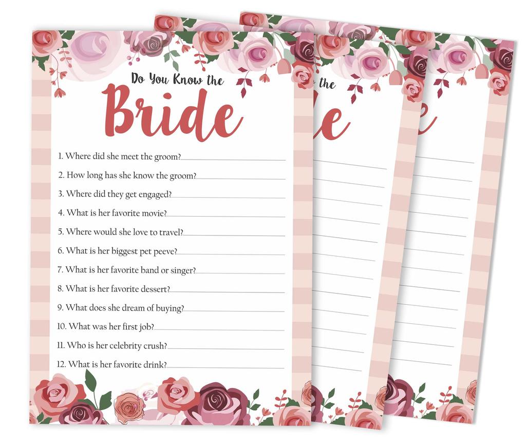 Inkdotpot 50A FloralA BingoA GameA CardsA For Bridal Wedding Shower Bachelorette Party Bulk Blank Square Fill In Gift