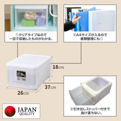 Tenma (Tenma) Simple Small Item Storage Case with Visible Contents, Made in Japan, Plexi Case, Stackable Storage Box with Drawers, Clear Case, Color: