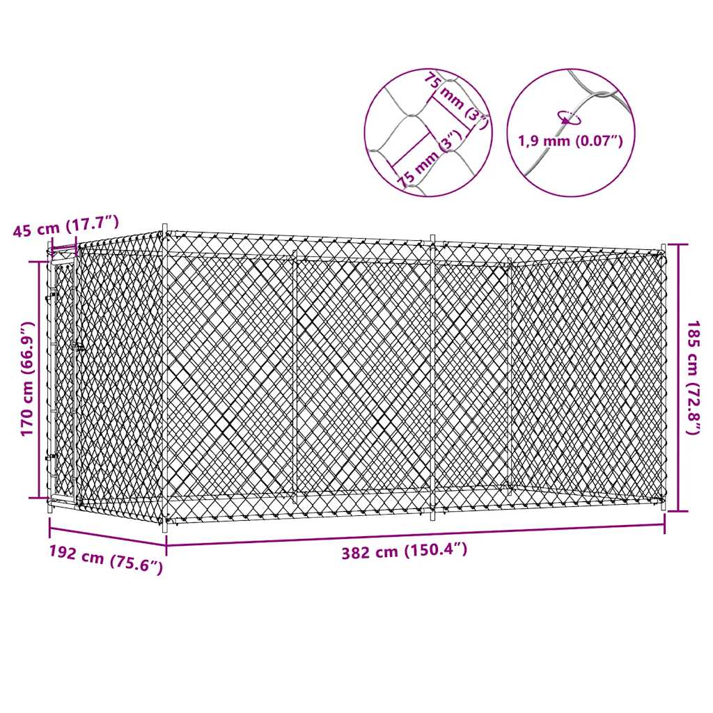 Outdoor Dog Kennel 382 x 192 x 185 cm