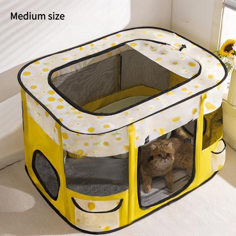Foldable Cat and Dog Kennel Villa Pet Cage Enclosed Breathable Space Pet Fence Tent Large Space Kitten Safe Delivery Room Tent