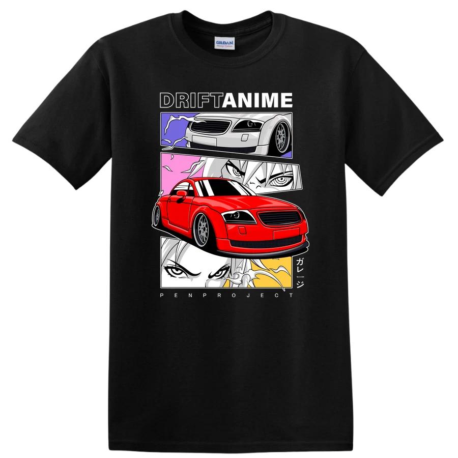 Red Car Graphic T Shirt Anime Style Art Cool Racing Tee for Car Enthusiasts