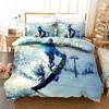 Extreme Sports Ski Duvet Cover - Microfiber, Twin/Queen/King, Snow Mountain Landscape for Winter Sports Enthusiasts