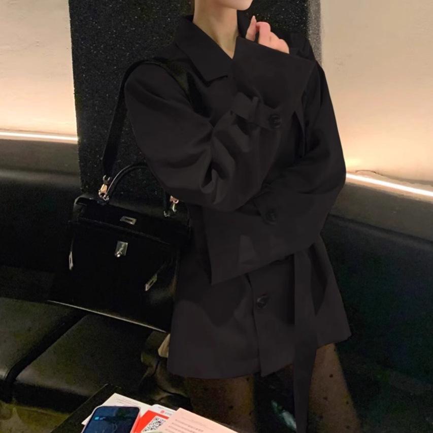 Women's Khaki Trench Coat: Spring/Autumn 2025, British Style, Waist-Slimming Short Coat