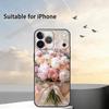 Элегантный чехол для телефона с пионами F-Flower для iPhone 17,16,15,14,13,12,11 Plus,Pro Max,XS,Мягкий силиконовый черный чехол