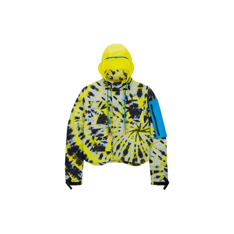 Nike X Off-White съемная куртка с капюшоном совместного бренда с принтом тай-дай Женская верхняя одежда флуоресцентно-желтый CK4808-702