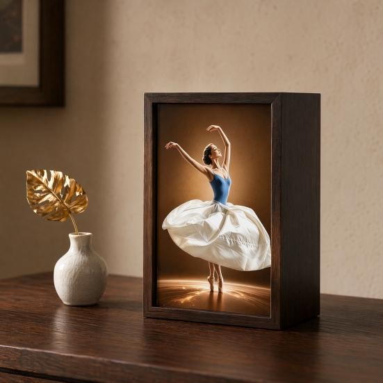 Walnut Wood Tissue Box, with Artistic Ballet Dancer Skirt Design, Multipurpose Paper Towel Holder for Home Decor Entryway Dining Table