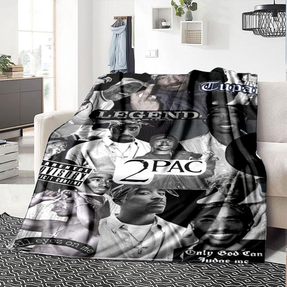 1 шт. Плед в стиле Hip Hop 2Pac, Мягкий, Легкий, Для всех сезонов, Многоцелевой плед для дивана, кровати, офиса и пикников, Французский стиль с культовыми обложками альбомов и цитатами