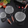 Fine Mesh 304 Stainless Steel Skimmer Wood Grain Wood Kitchen Strainer Basket Kitchen Sieve  Hotpot
