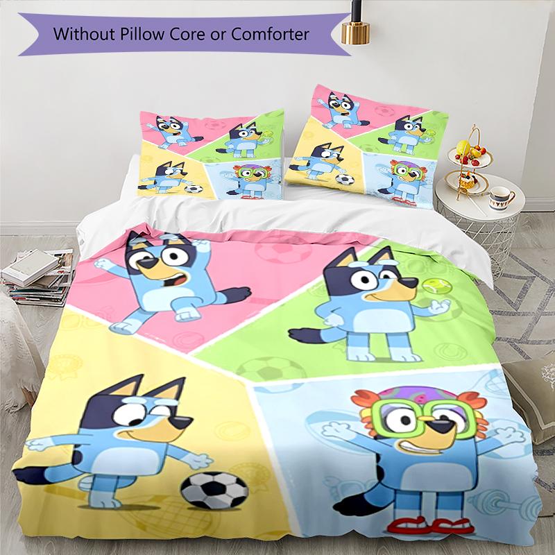 3pcs Bluey Bedding Set Duvet Cover Closure Includes 1 Duvet Cover & 2 Pillowcases, Soft and Comfortable for All Seasons.