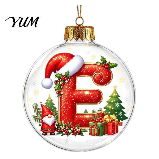 Indoor Outdoor Xmas Hanging Ornaments 26?Letter Acrylic Christmas Ball Ornament, 3D Crystal Style Alphabet Holiday for Home Pendant, Tree