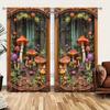 2pcs Rich Mushroom Forest Printed Curtain Farm Style for Home Decor - Rod Pocket Window Treatment for Bedroom, Office, Kitchen