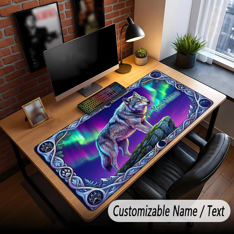 Wolf Theme Custom Mouse Pad Personalized With Name Text Customized Desk Mat For Office Home Decor