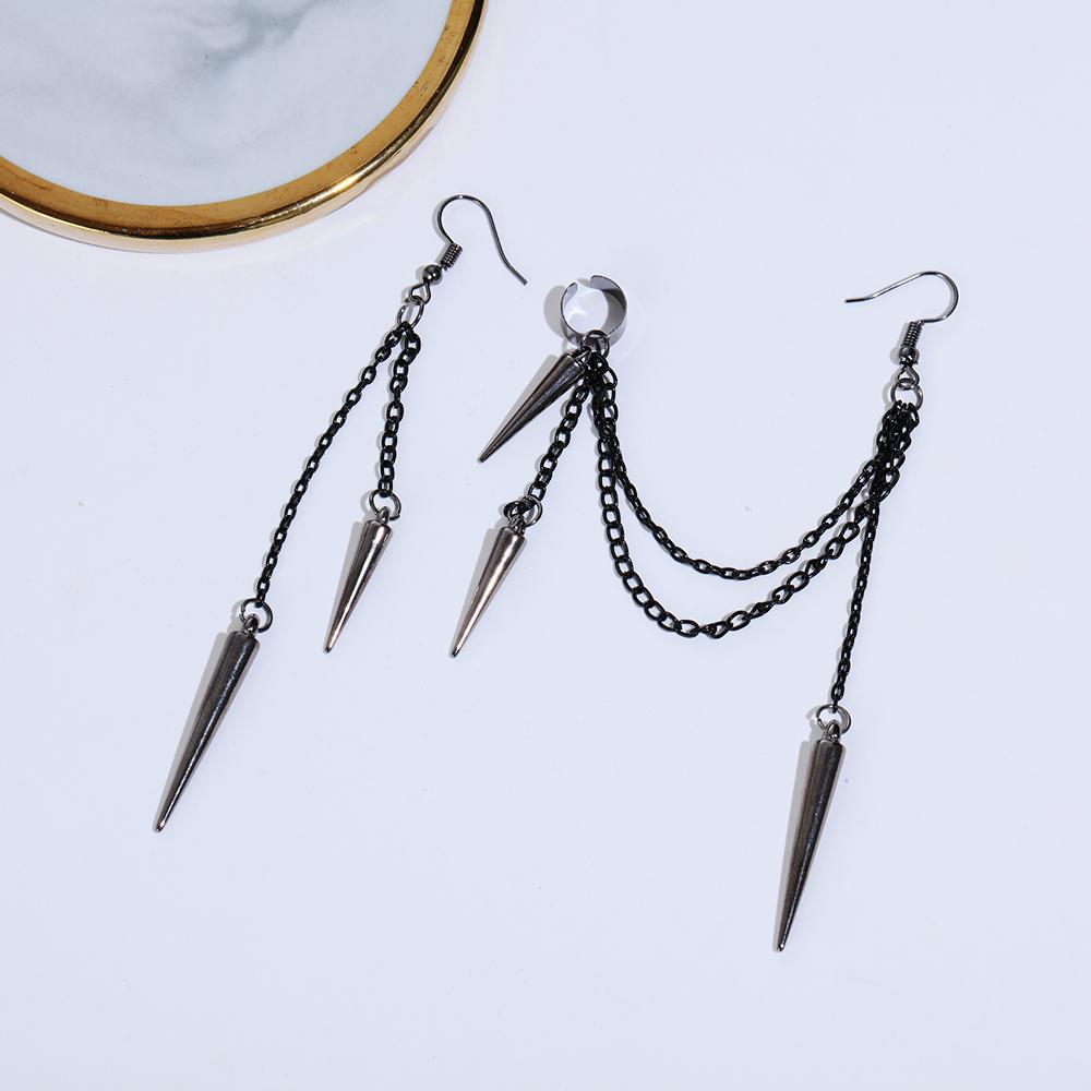 1 pair Vintage Party Drop Hip Hop Gothic Long Tassel Ear Stud Punk Earrings Rivet Ear Clip