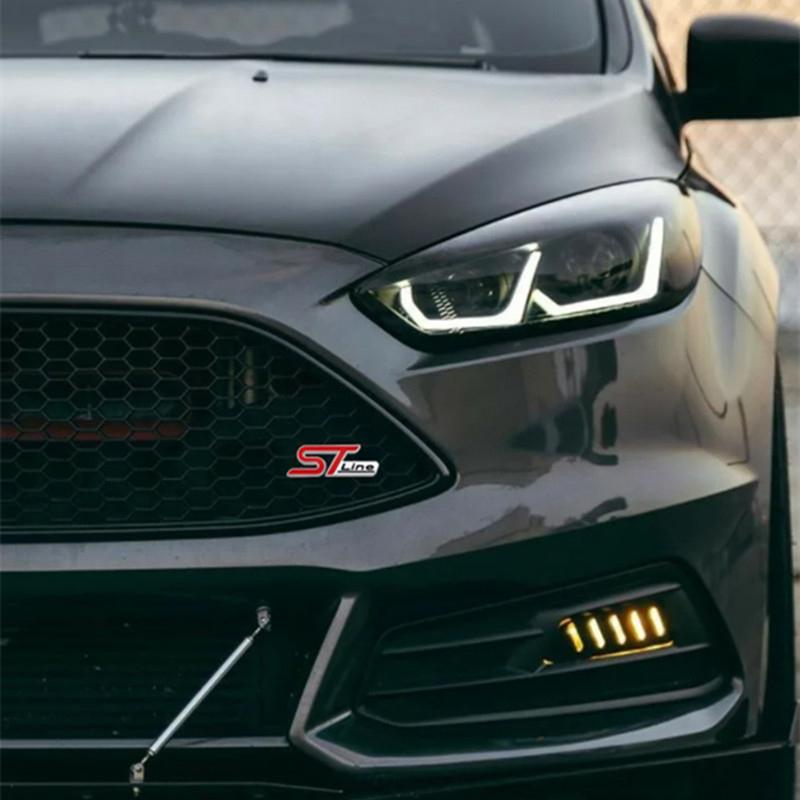 EUEX2 3D Metal ST LINE Front Grille Sticker Car Head Grill Emblem Badge Chrome Sticker for FORD FIESTA FOCUS MONDEO Auto Car Styling