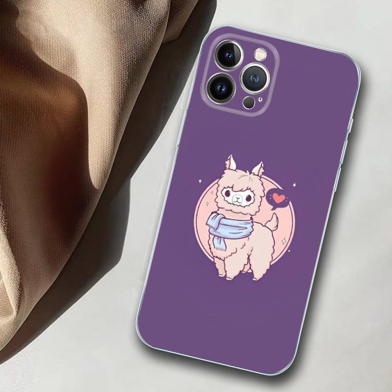 Kawaii милый чехол для телефона из альпаки, мягкий силиконовый чехол для iphone 14 13 12 11 Pro Mini XS MAX 8 7 6 Plus X XS XR
