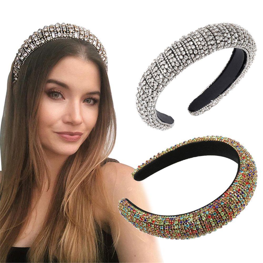 Luxury Handmade Hair Hoop Baroque Tiara Rhinestone Pearl Haiband Wedding Headdress Full Crystal