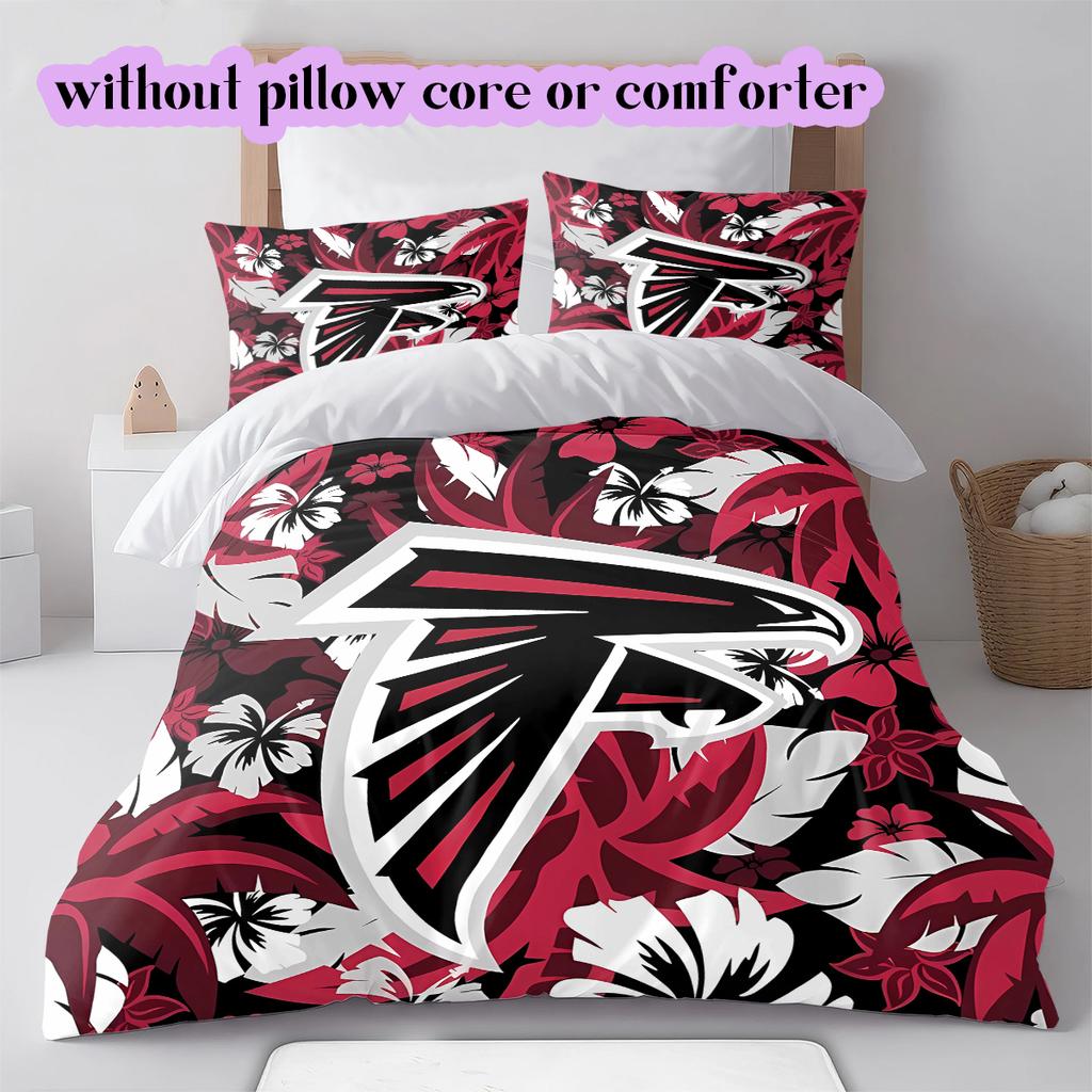 football Logo Pattern Bedding Quilt Set Quilt Cover Pillowcase Home Decoration Birthday Gift (1*duvet cover+ 2*pillowcase, without core)
