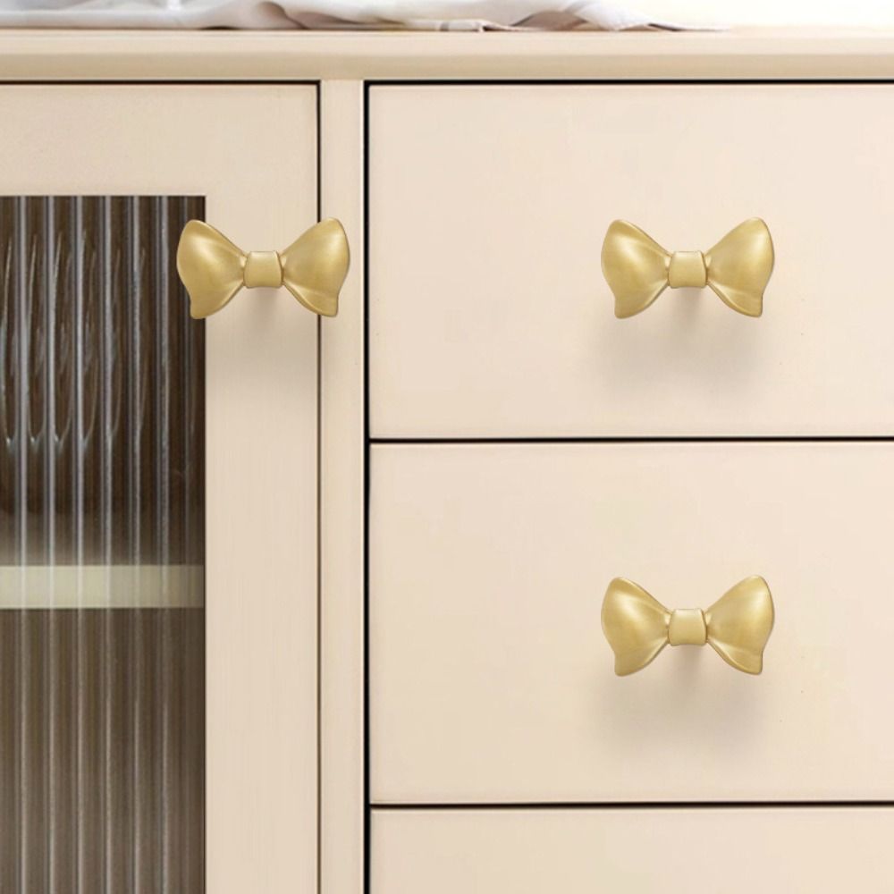 Furniture Hardware Cabinet Door Knobs Vintage Wardrobe Drawer Pulls Bow Tie Brass Handle Window