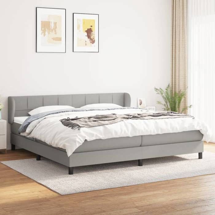 Maison Exclusive - Sommier à lattes de lit avec matelas Gris clair 200x200cm Tissu