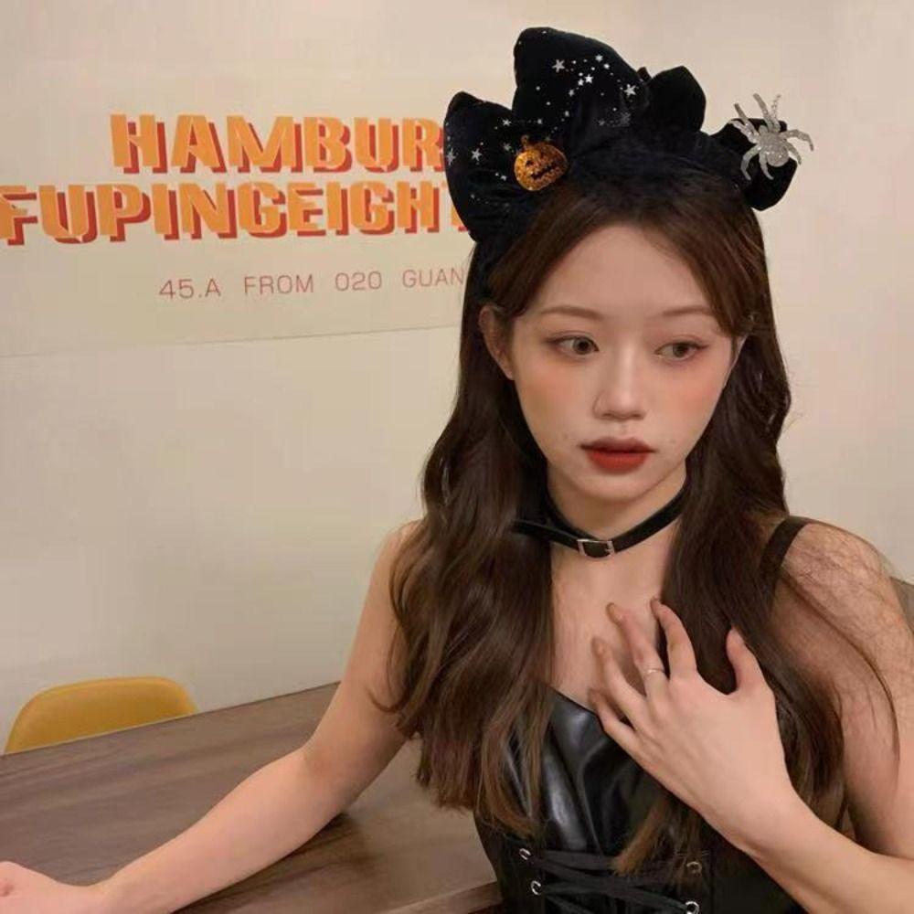 Головной убор Хэллоуин Бант Повязка для волос Аксессуары для волос Тыква Резинка для волос Хэллоуин Обруч для волос Дамы