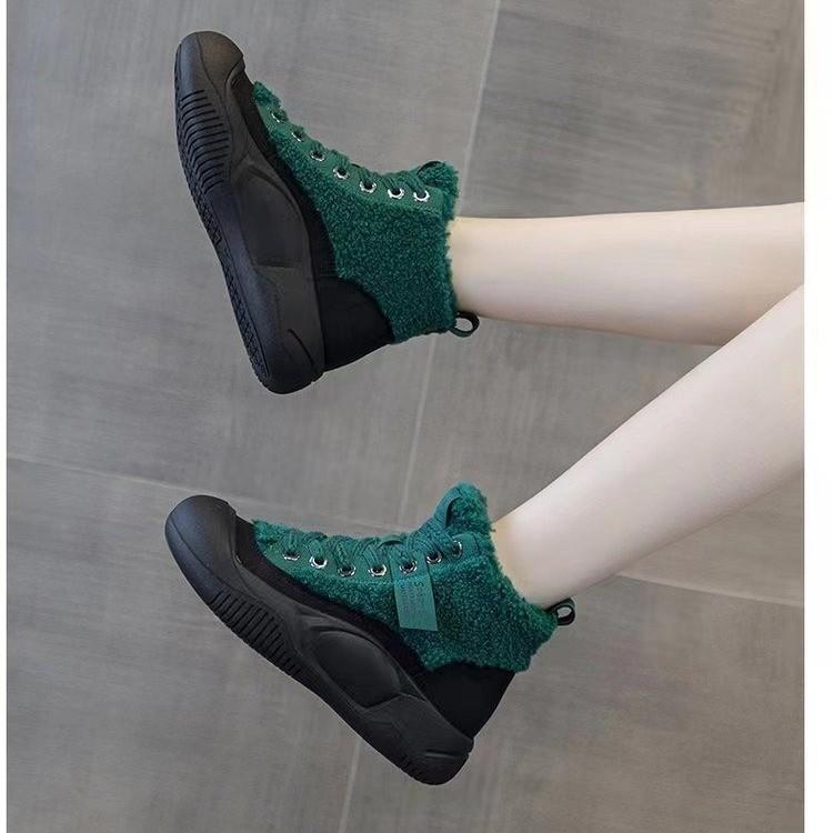 Флисовые сапоги для зимы женские 2025 года, осень и зима, новые универсальные, интернет-знаменитости, теплые, короткие ботинки Martin на платформе, хлопковая обувь