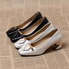 Commuter Thick Heel Fashion High Heel Women's Shoes Temperament Wedding Banquet Shoes Leather Shoes Single Shoes Women's New Spring Square Head