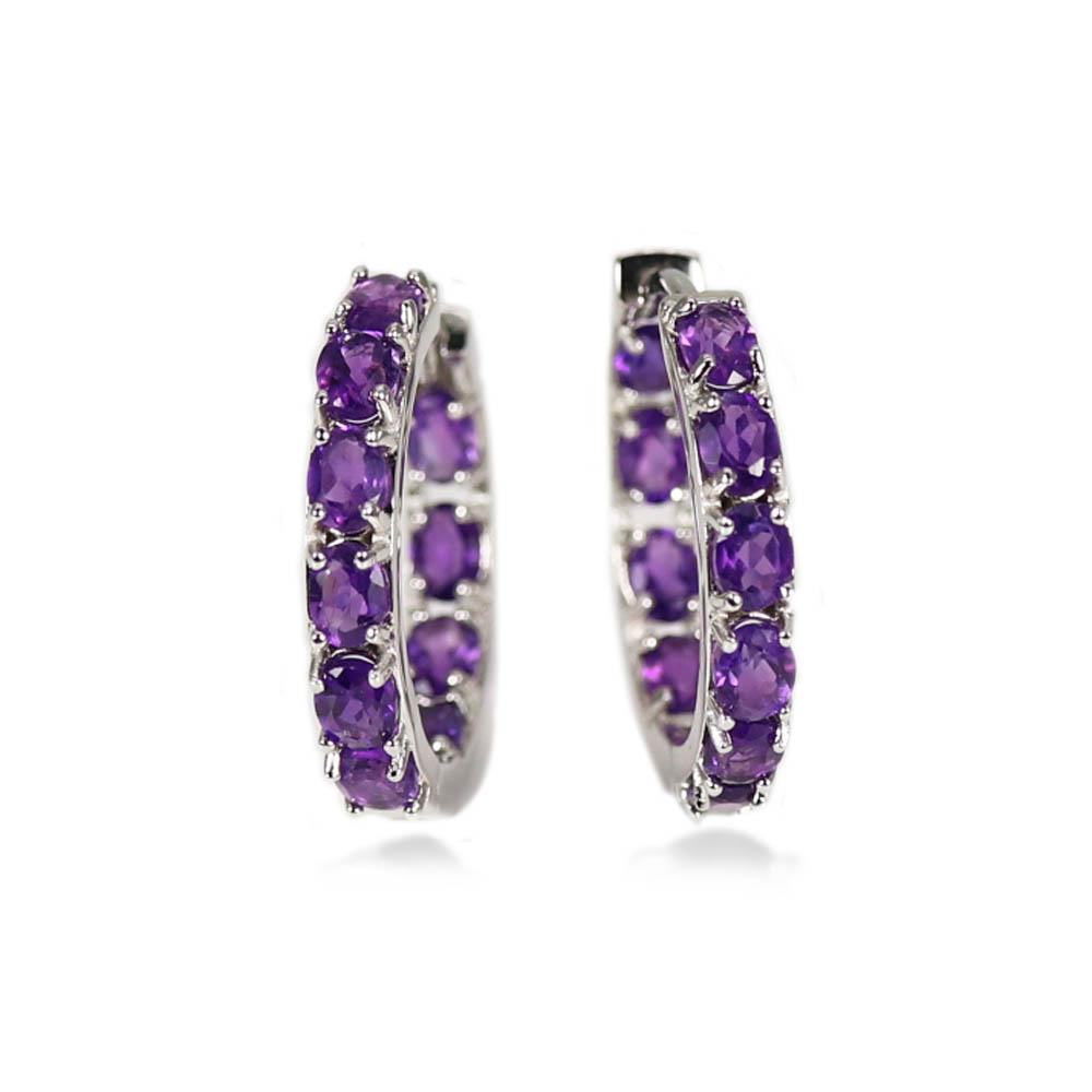 Bolaijewelry Серьги из натурального африканского аметиста овальной формы 3*4 мм, стерлинговое серебро 925 пробы, изысканные ювелирные изделия для женщин, жены, дизайн, подарок на годовщину вечеринки