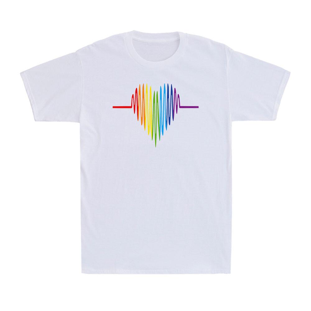 LGBT Gay Pulse Heart Gay Pride Month Awareness Funny Gift Men's Cotton T-Shirt