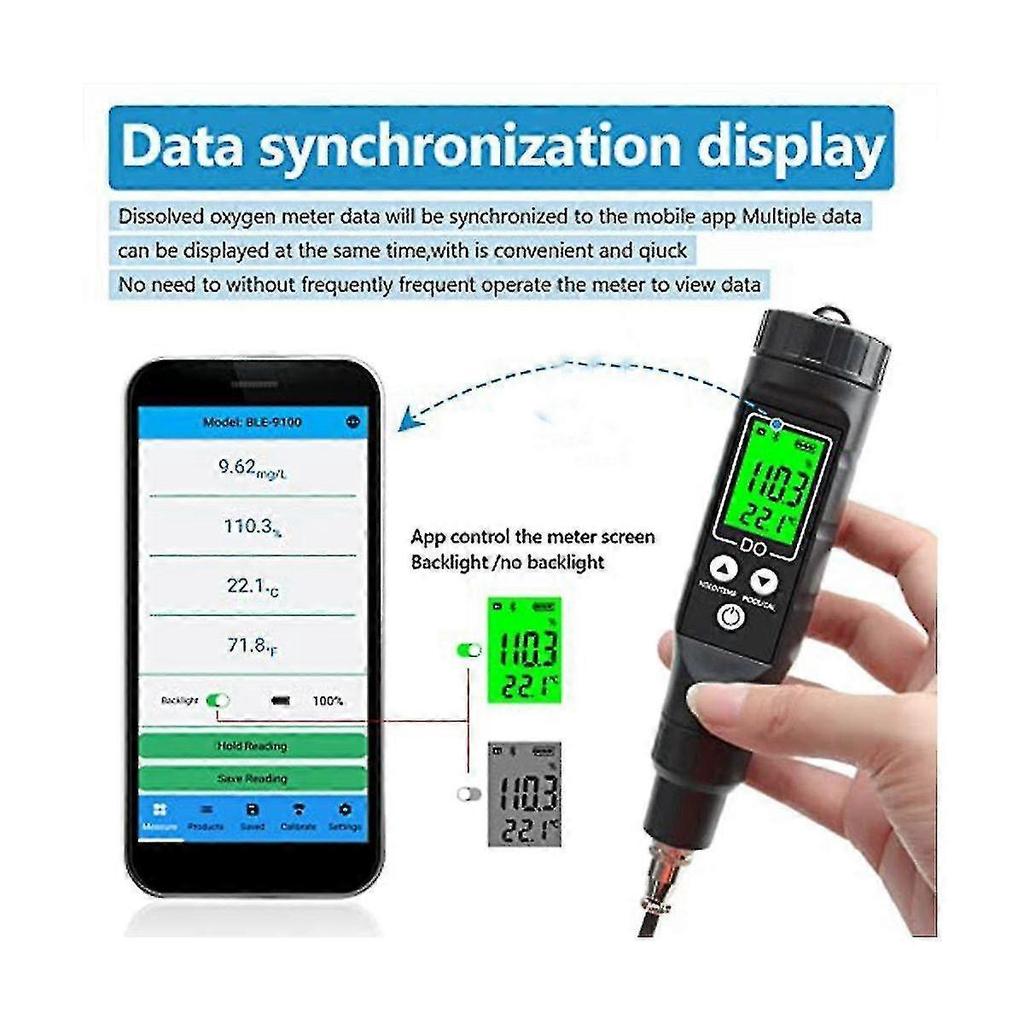 Умный Bluetooth-измеритель растворенного кислорода, портативный, диапазон 0,0-40 мг/л, растворенный O-xinhan
