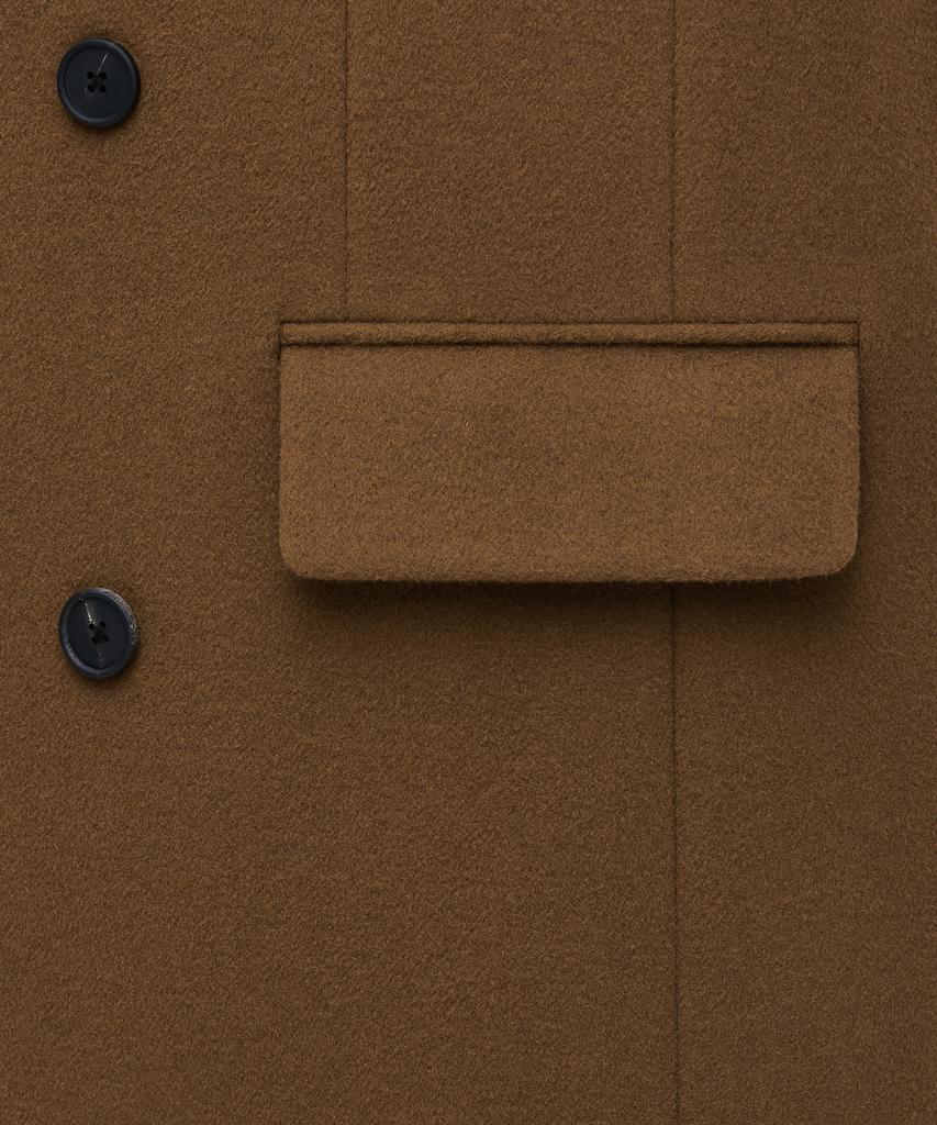 Musinsa Standard Cashmere Blend Daddy Shoulder Double Long Coat [Tan Brown]