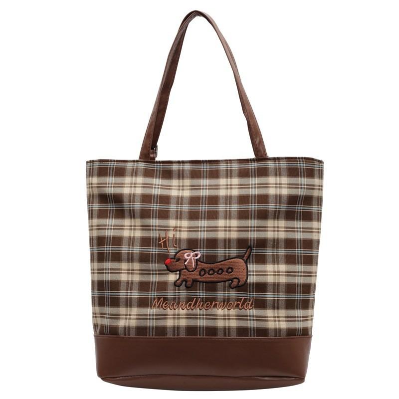 Модная клетчатая холщовая сумка под мышку для женщин, вместительная и шикарная для повседневных дел