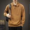 Зимняя модная брендовая американская ретро рубашка-поло свитер мужская свободная большого размера с сильной потертостью старый повседневный лацкан