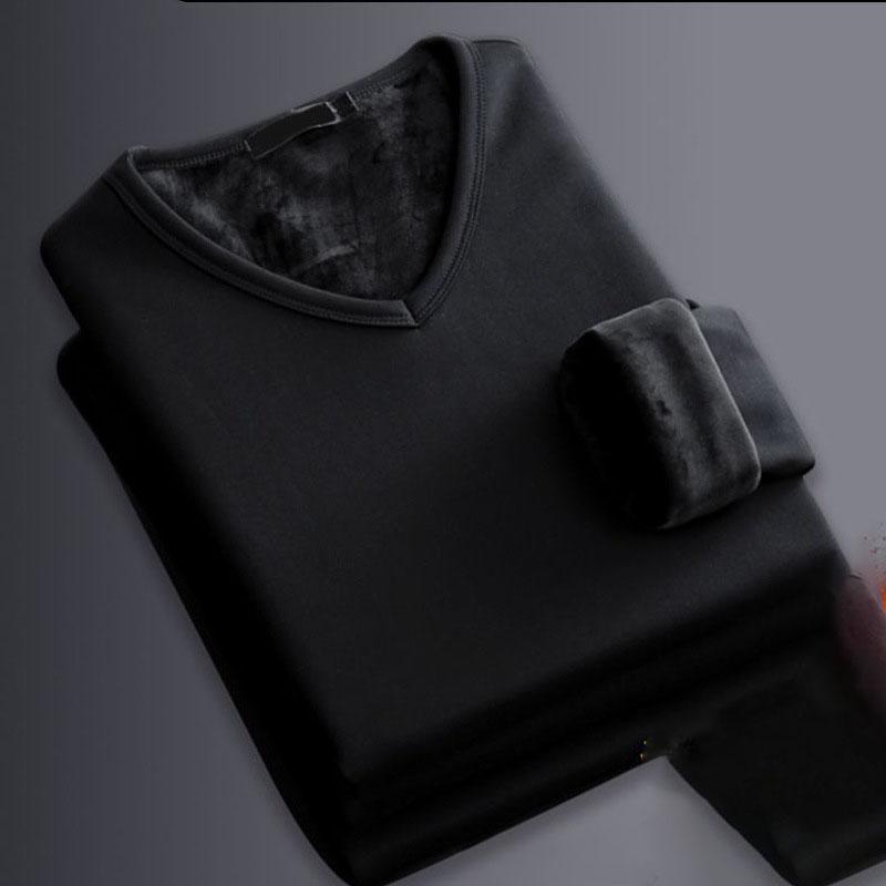 Термобелье для мужчин, верхняя часть, плотная терморубашка, длинный рукав, толстая рубашка, мягкий плюшевый пуловер, теплая футболка