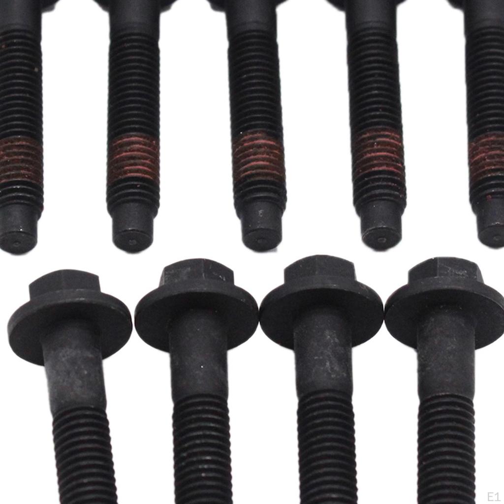 9 Pieces Exhaust Manifold Bolts 6510141AA 6510140AA Stud Nuts for Aspen 5.7L