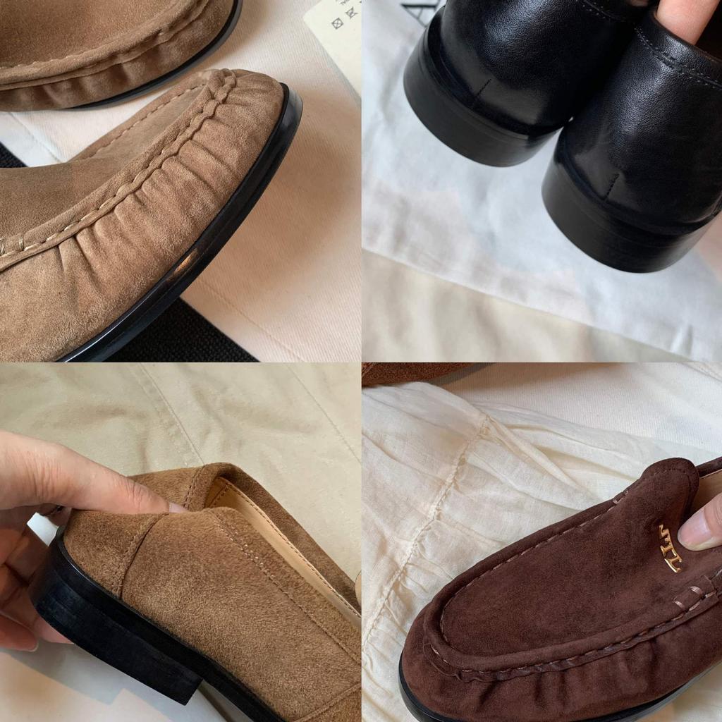 Версия из коровьей кожи~ виноградный ма старые деньги ветер круглый носок плиссированный ретро низкий каблук для работы универсальные ленивые лоферы женские