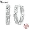 Женские серьги-кольца BAMOER из стерлингового серебра 925 пробы с волнистыми пряжками и кубическим цирконием, подарок на день рождения, ювелирные изделия
