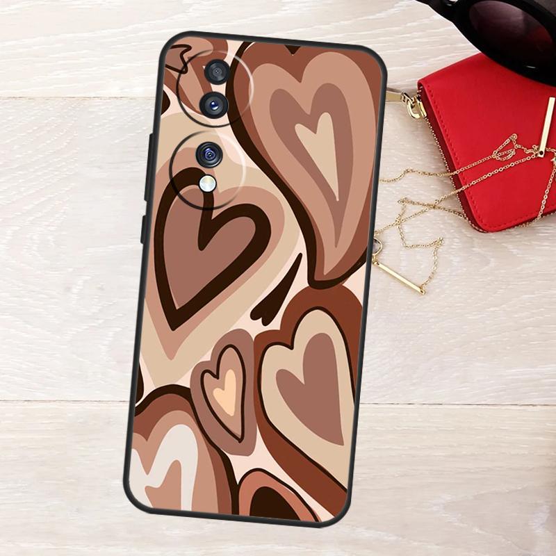 Brown Purple Hearts Swirl Pattern Case For Honor Magic 8 7 5 6 Pro X9a X9b X9c X9d X8c X8b Win RT 50 70 90 200 400 Lite Cover
