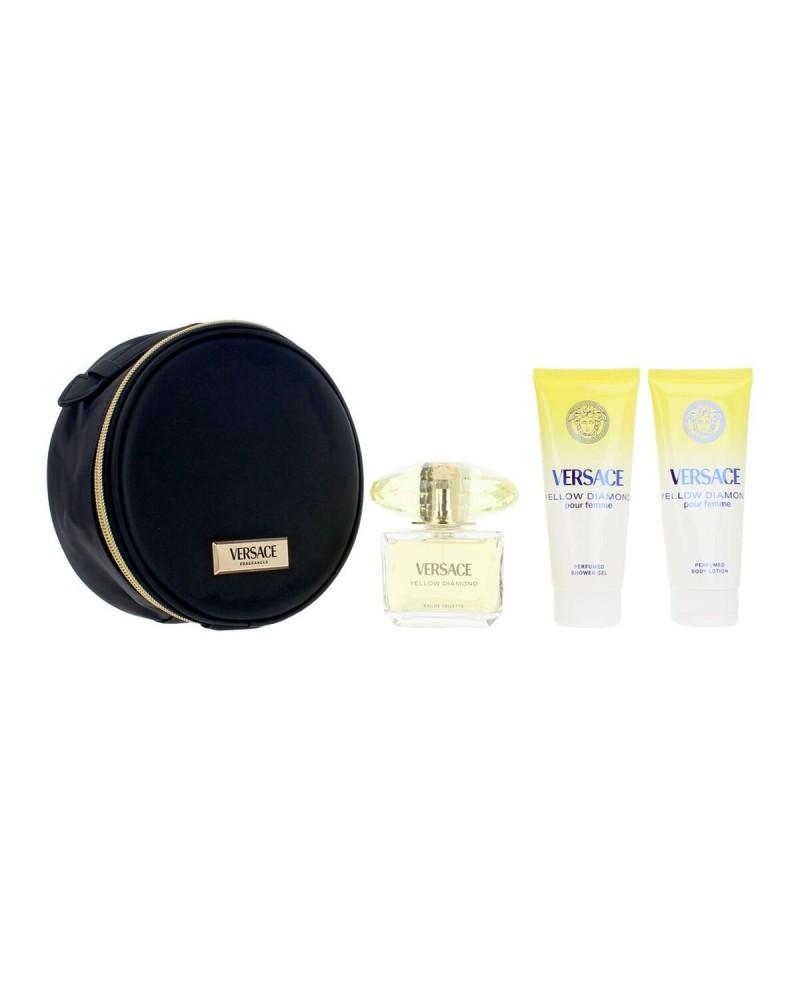 Versace Yellow Diamond perfume gift set 90ml EDT + shower gel + body lotion + cosmetic bag