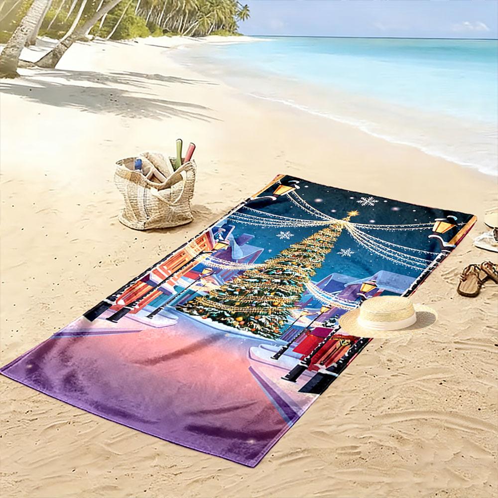 Sparkling festive street elegance Print beach towel, quick drying, suitable for travel, outdoor sports, jogging, the beach and swimming, gift