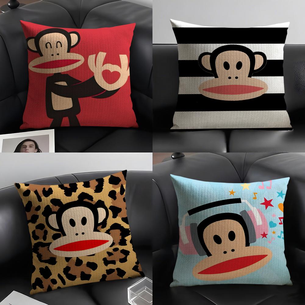 PPaul FFrank Cartoon Cushion Cover Natural Linen Organic Fabric DoubleSided Printing Sofa Home Decor Gift Pillow Case