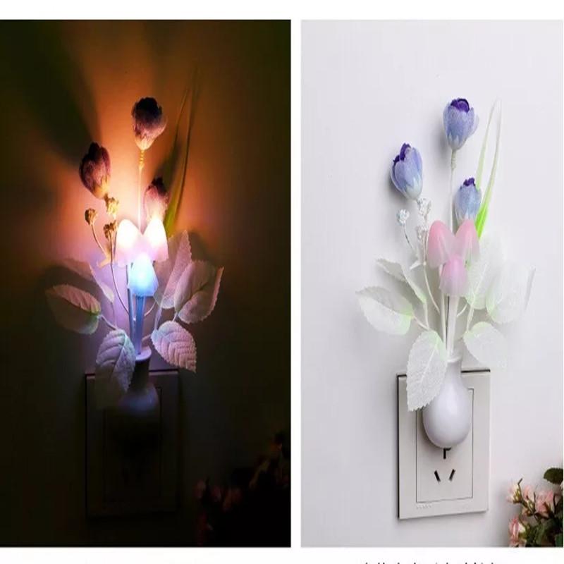 Креативный тюльпановый сиреневый ночник с мягким романтическим датчиком, лампа для детской кровати