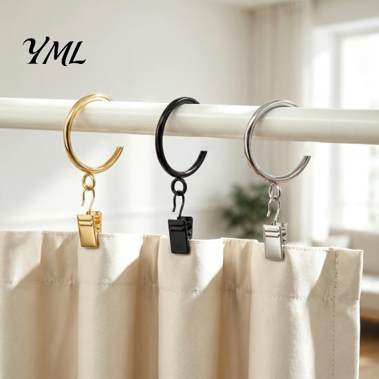 Anti Rust Metal Curtain Hardware 10Pcs C Shaped Rings, Heavy Duty Bypass Rings for 1.25 Inch Rods Passing Drapery with Eyelets French Return