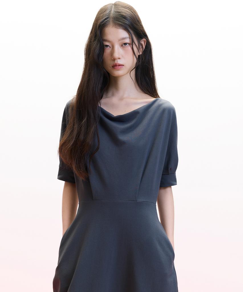 Hawaii Ha Kim [Atelier] Offset Jersey Dress_Dark Gray